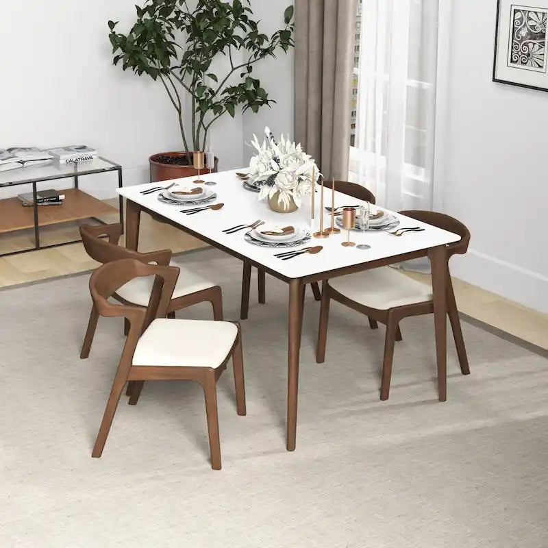 Solid Wood Cream Dining Chair (Set Of 2)
