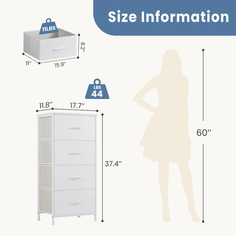 4-Drawer Fabric Dresser, Foldable Storage Cabinet Organizer