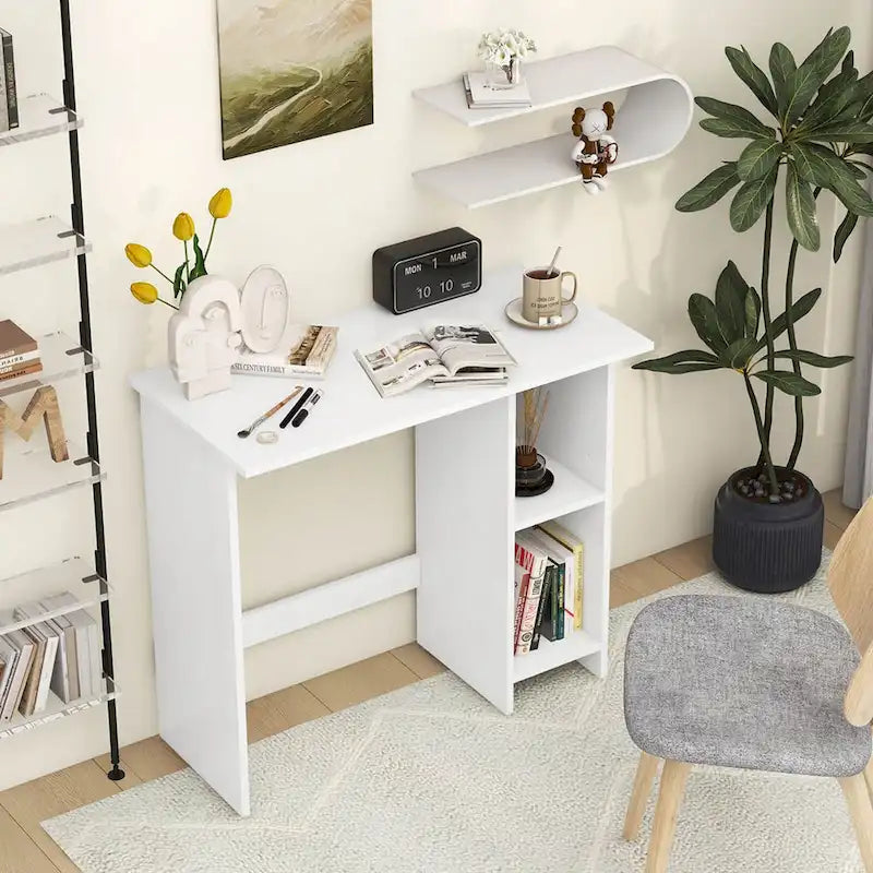 Small Computer Desk with Storage Modern Writing Desk with
