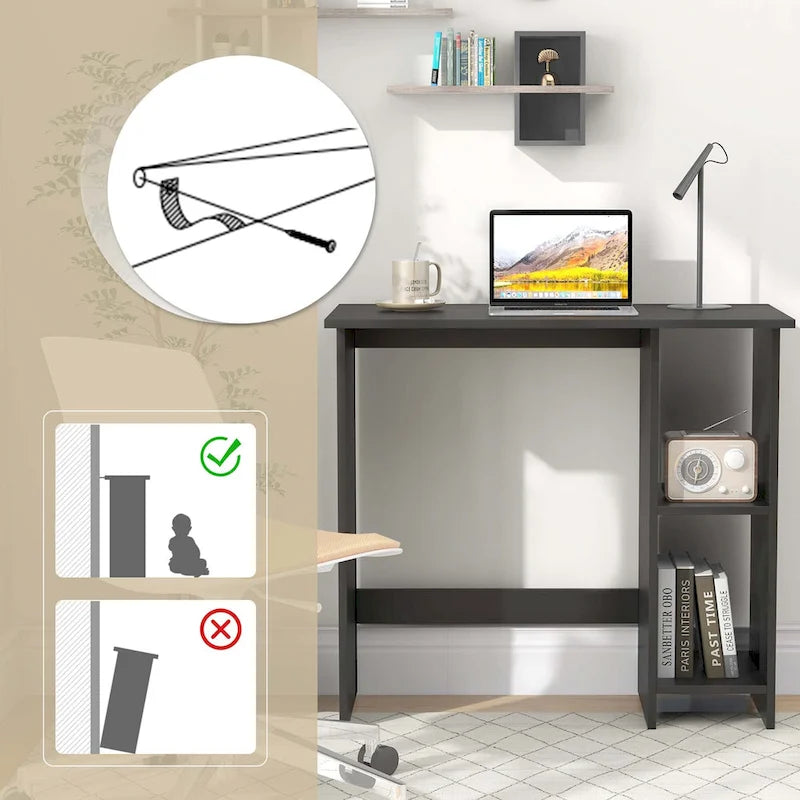 Small Computer Desk with Storage Modern Writing Desk with