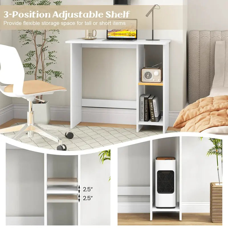 Small Computer Desk with Storage Modern Writing Desk with