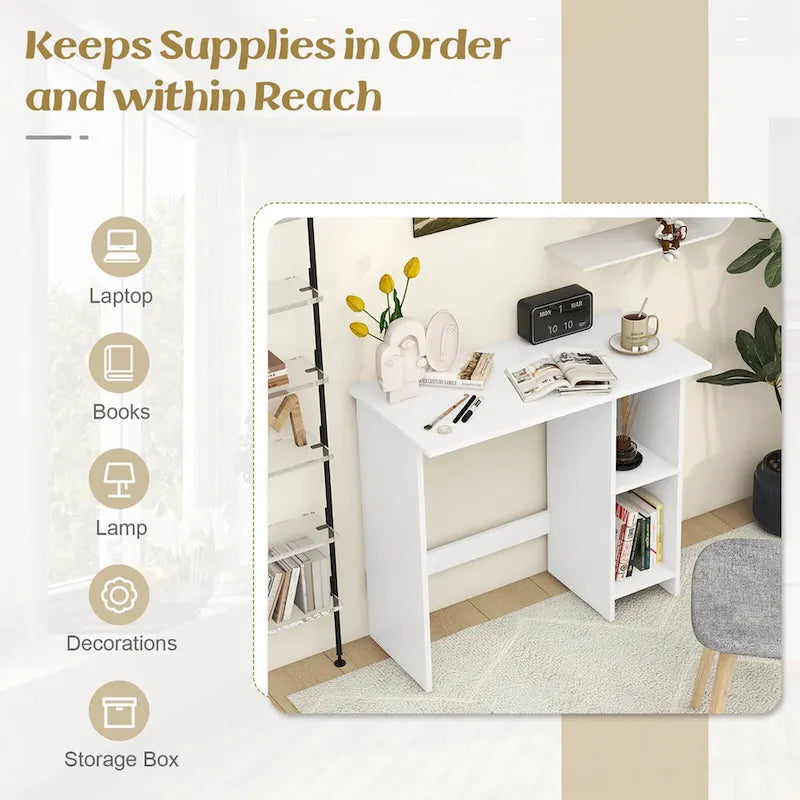 Small Computer Desk with Storage Modern Writing Desk with