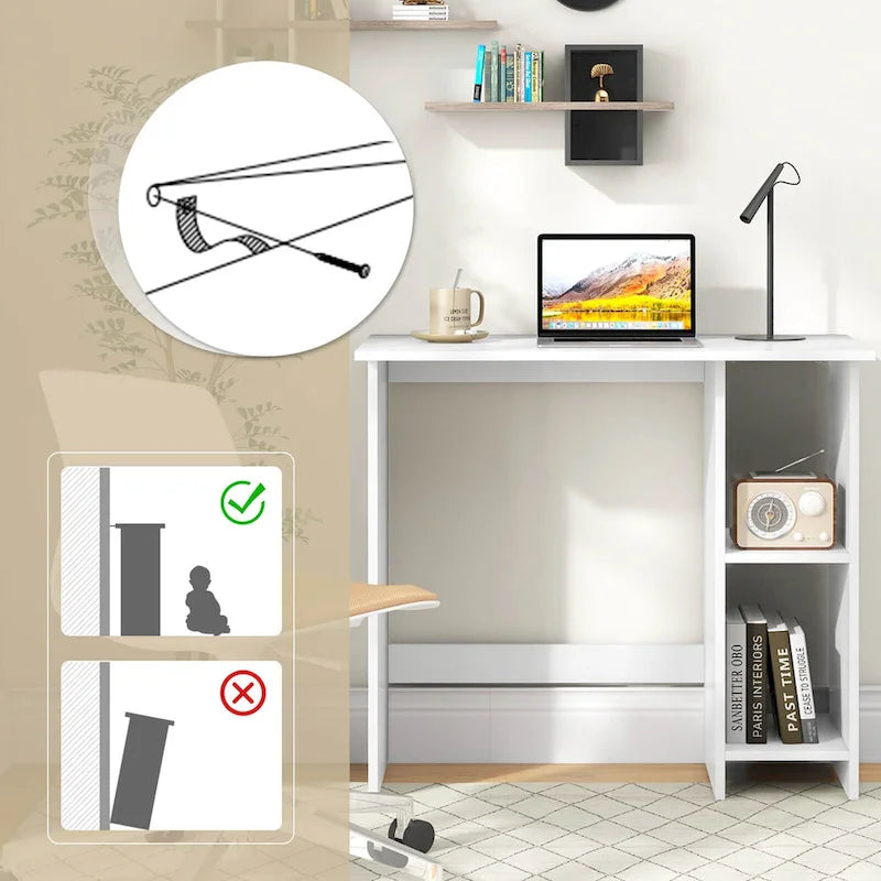 Small Computer Desk with Storage Modern Writing Desk with