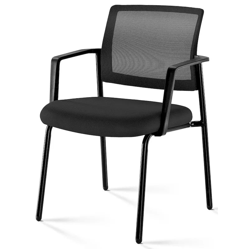 Mesh Back Stacking Chair,Upholstered Arm Chair with Sturdy Metal Frame