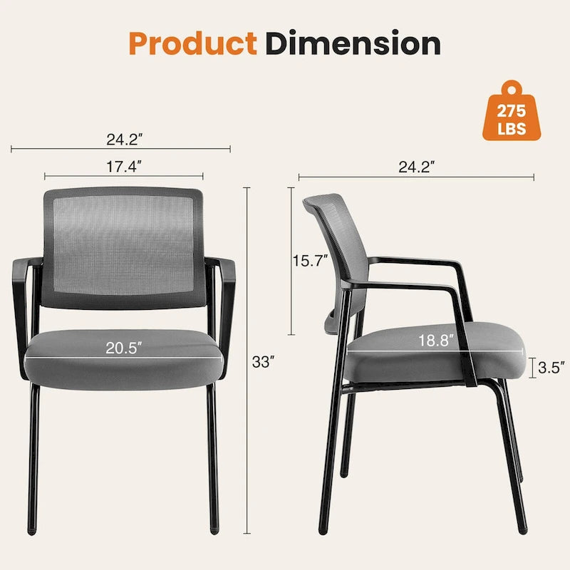 Mesh Back Stacking Chair,Upholstered Arm Chair with Sturdy Metal Frame