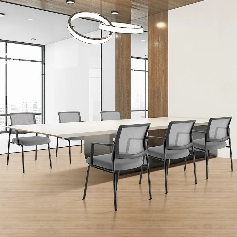 Mesh Back Stacking Chair,Upholstered Arm Chair with Sturdy Metal Frame