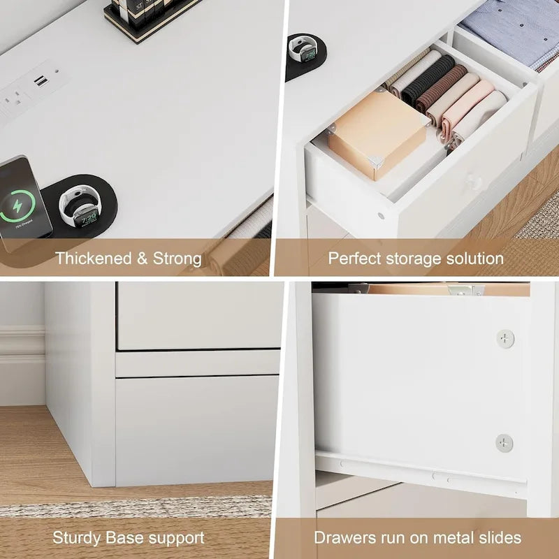 12 Drawer Dresser for Bedroom, 61 Inch Wood Dresser with Power Outlet