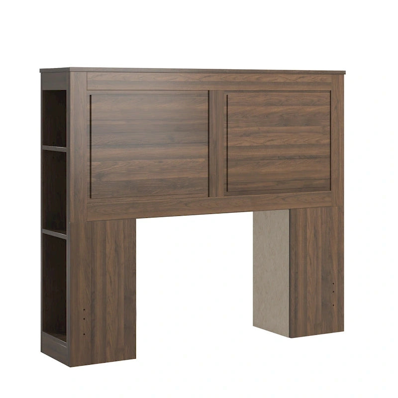 Walnut Finish Full Storage Headboard