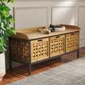 Honey Oak Storage Bench - 42.5 x 15.5 x 20 - 43Wx16Dx20H