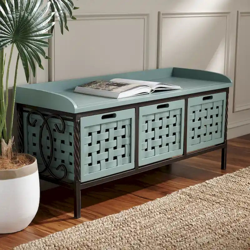 Honey Oak Storage Bench - 42.5 x 15.5 x 20 - 43Wx16Dx20H