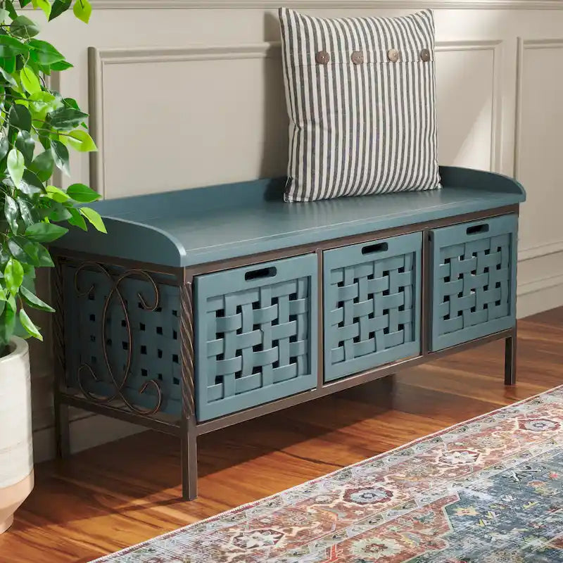 Honey Oak Storage Bench - 42.5 x 15.5 x 20 - 43Wx16Dx20H