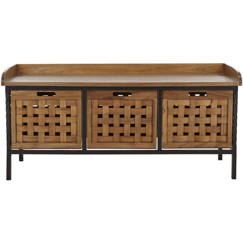 Honey Oak Storage Bench - 42.5 x 15.5 x 20 - 43Wx16Dx20H