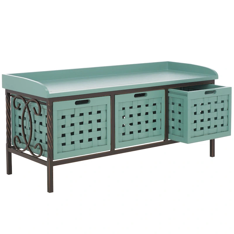 Honey Oak Storage Bench - 42.5 x 15.5 x 20 - 43Wx16Dx20H