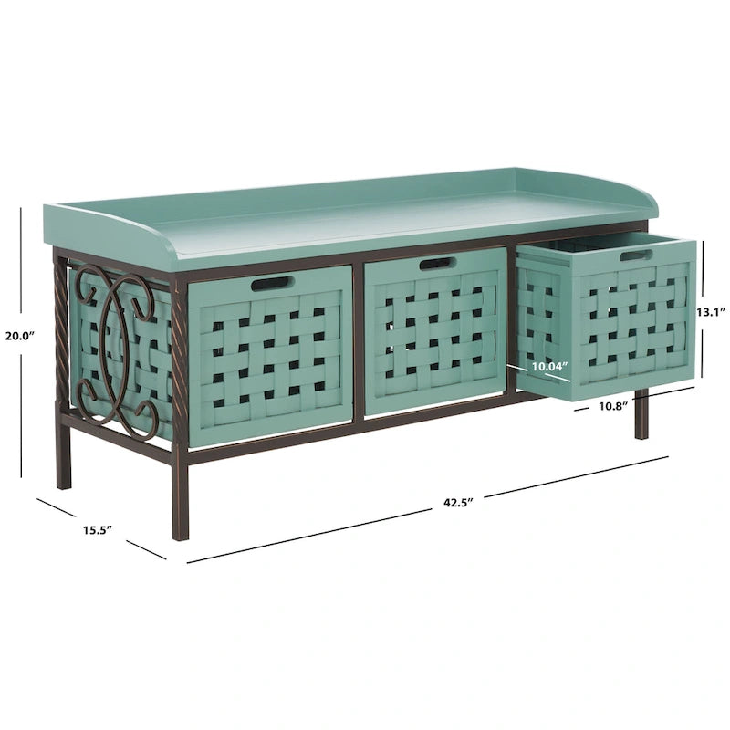 Honey Oak Storage Bench - 42.5 x 15.5 x 20 - 43Wx16Dx20H
