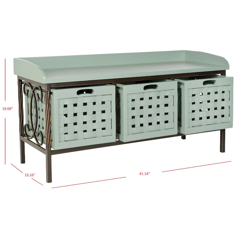 Honey Oak Storage Bench - 42.5 x 15.5 x 20 - 43Wx16Dx20H