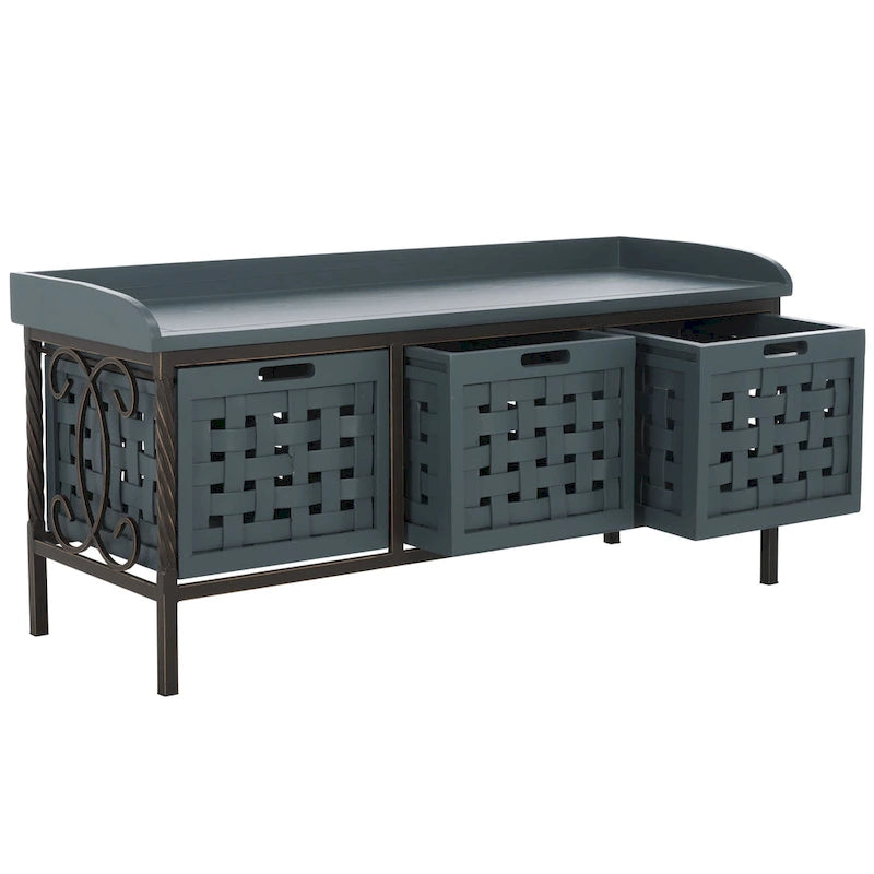 Honey Oak Storage Bench - 42.5 x 15.5 x 20 - 43Wx16Dx20H