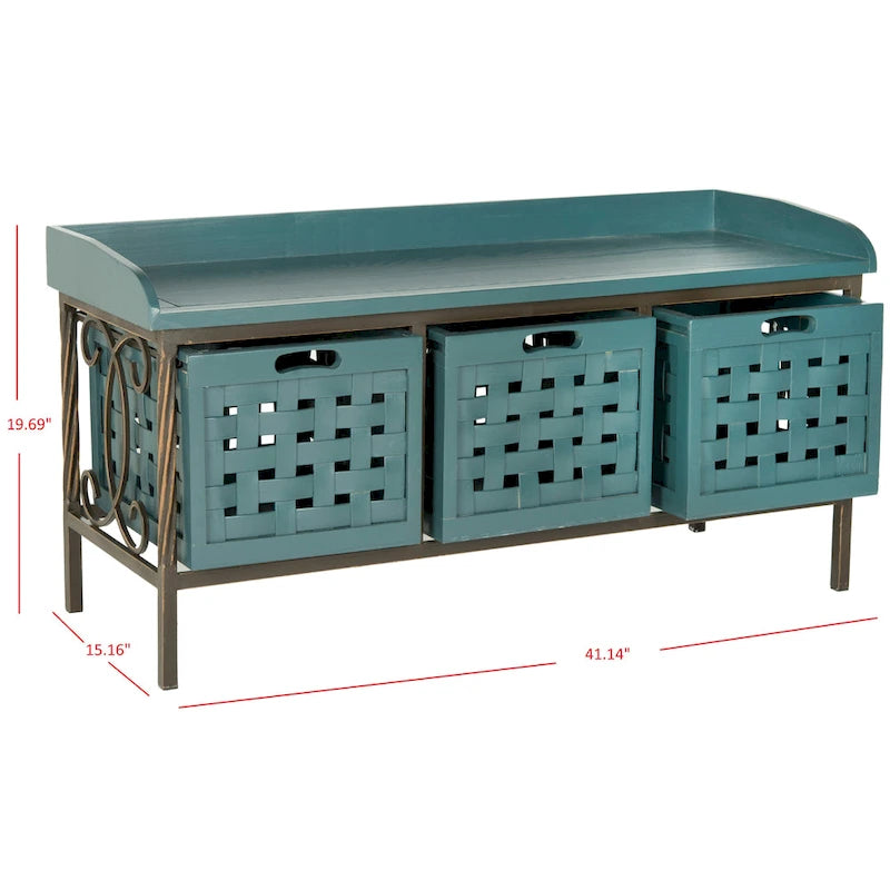 Honey Oak Storage Bench - 42.5 x 15.5 x 20 - 43Wx16Dx20H