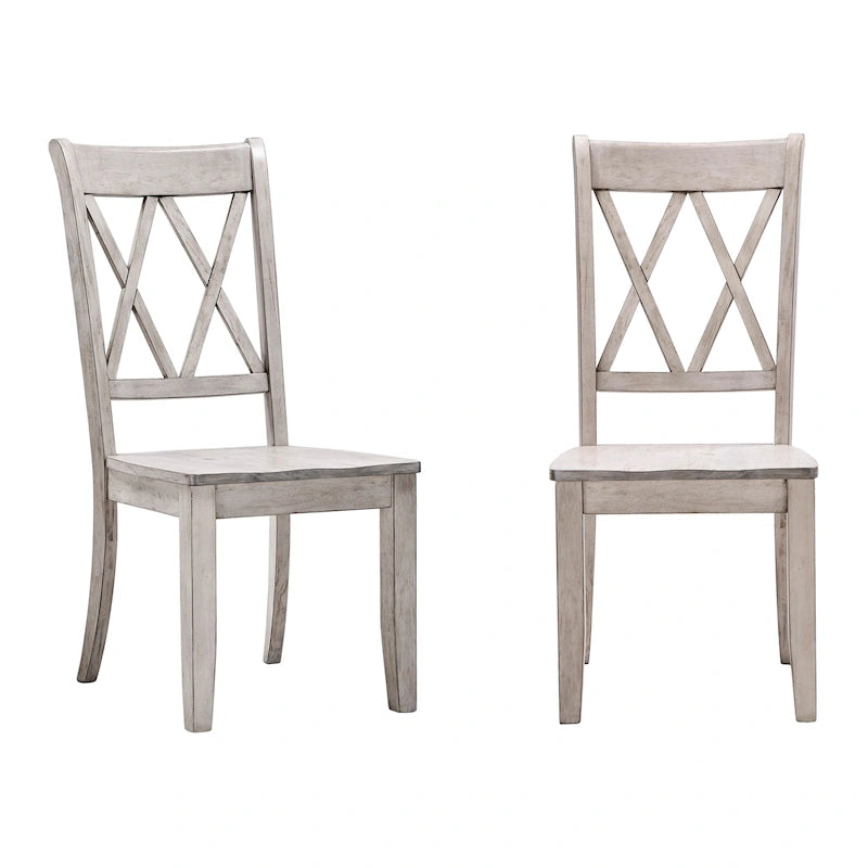 Double X Back Wood Dining Chairs (Set of 2)