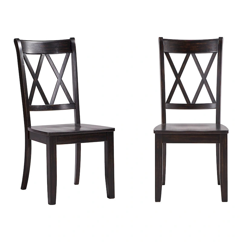 Double X Back Wood Dining Chairs (Set of 2)