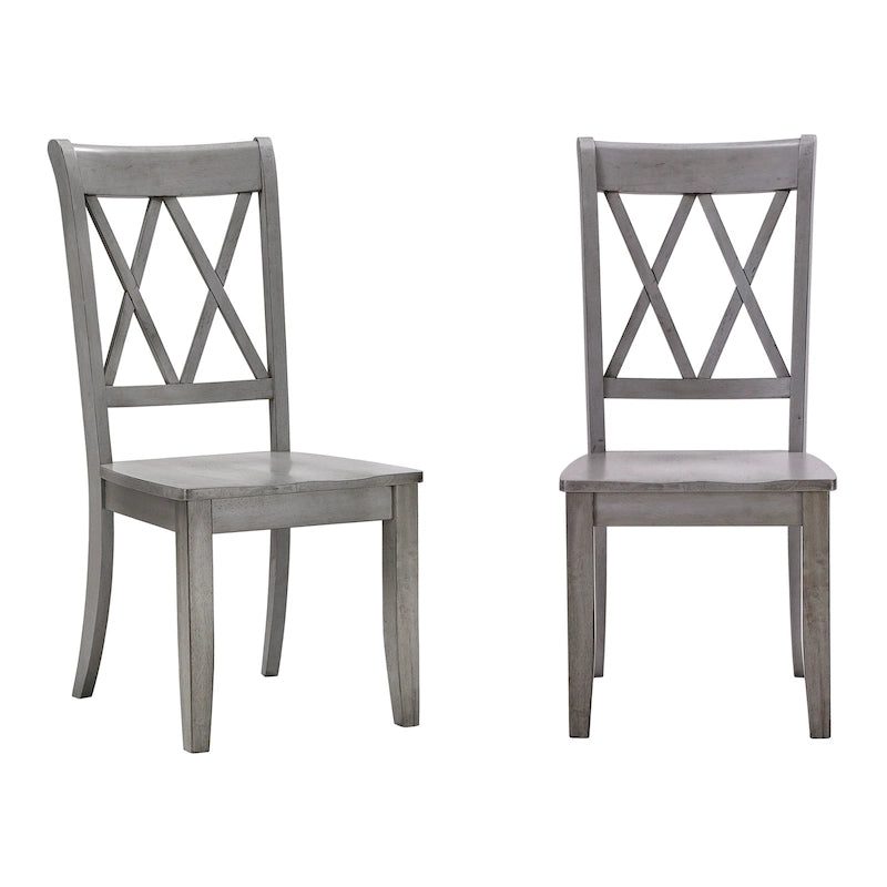 Double X Back Wood Dining Chairs (Set of 2)