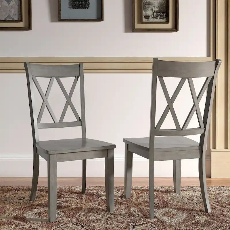 Double X Back Wood Dining Chairs (Set of 2)