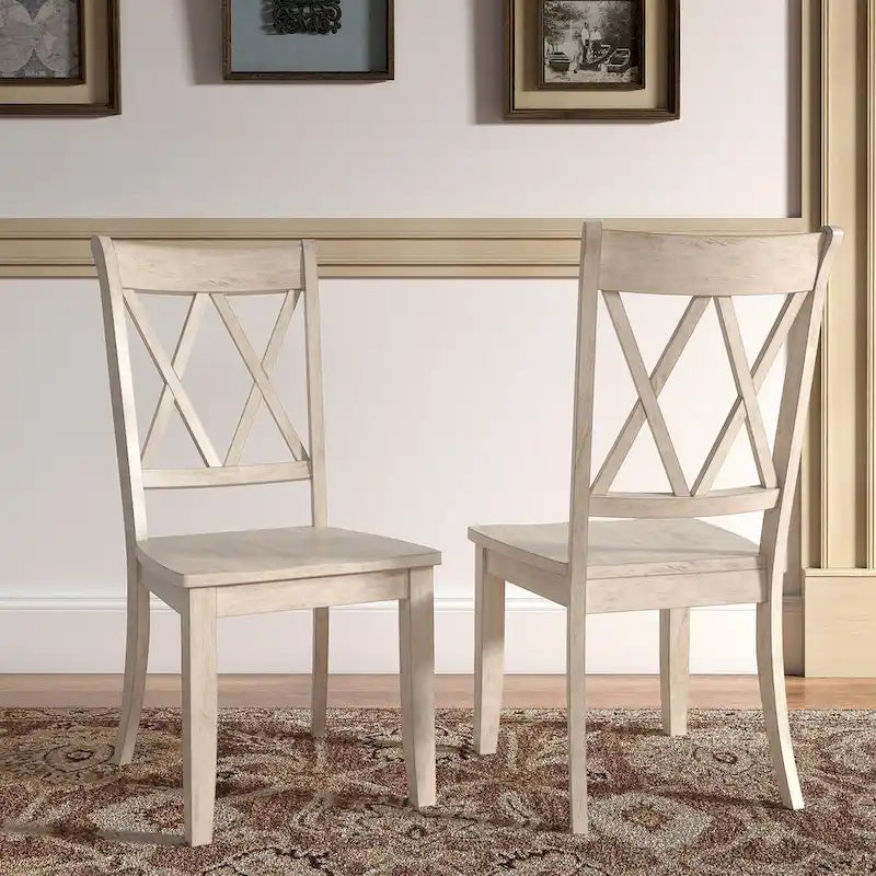Double X Back Wood Dining Chairs (Set of 2)