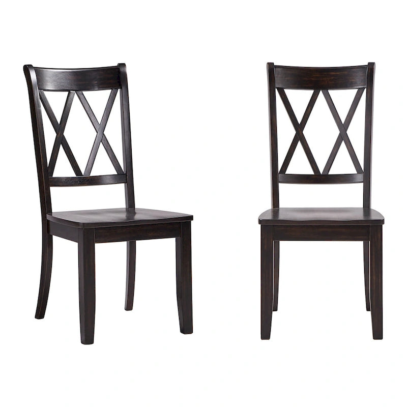 Double X Back Wood Dining Chairs (Set of 2)