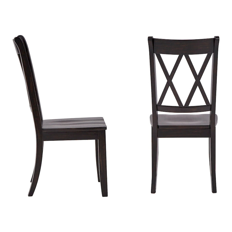 Double X Back Wood Dining Chairs (Set of 2)