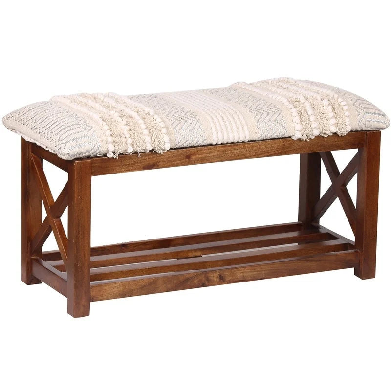 HERAT ORIENTAL Handmade Cotton Dhurrie Upholstered Storage Bench