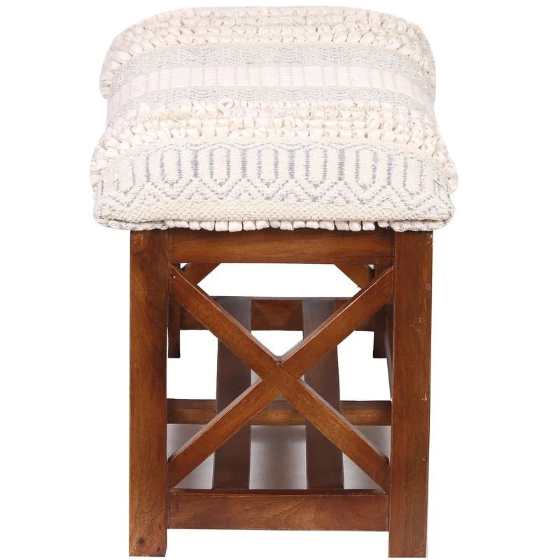HERAT ORIENTAL Handmade Cotton Dhurrie Upholstered Storage Bench