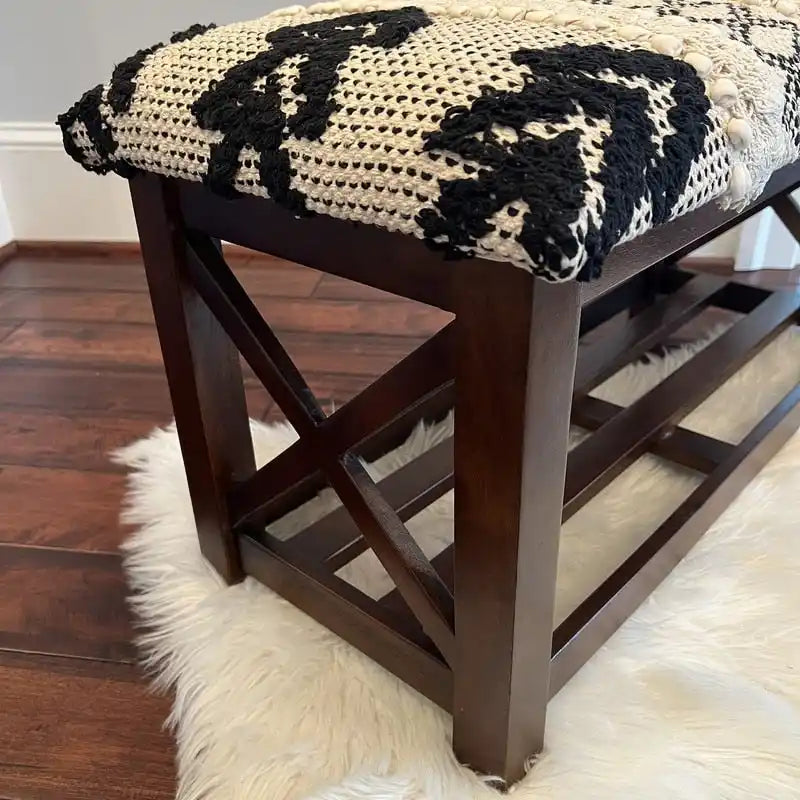 HERAT ORIENTAL Handmade Cotton Dhurrie Upholstered Storage Bench