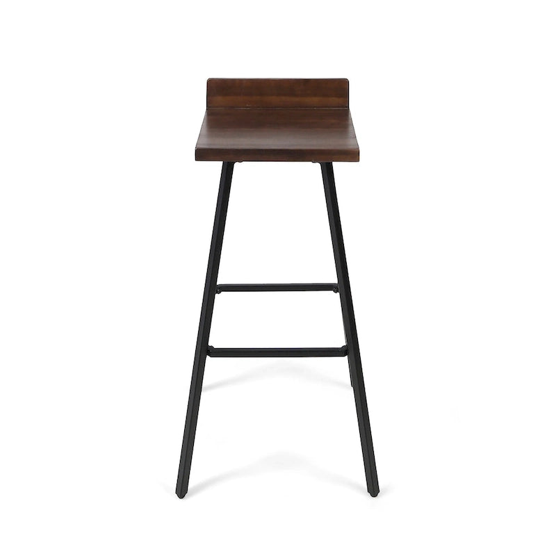 Contemporary Indoor Acacia Wood Bar Stools (Set of 2)