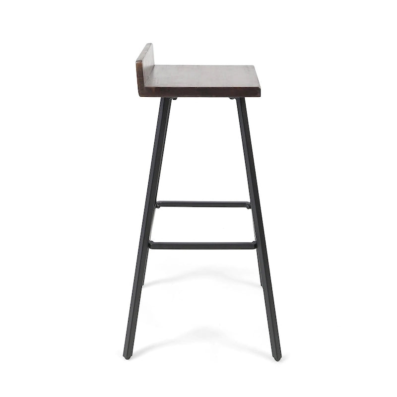 Contemporary Indoor Acacia Wood Bar Stools (Set of 2)