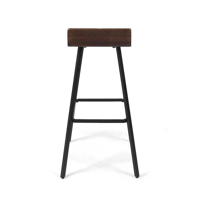 Contemporary Indoor Acacia Wood Bar Stools (Set of 2)