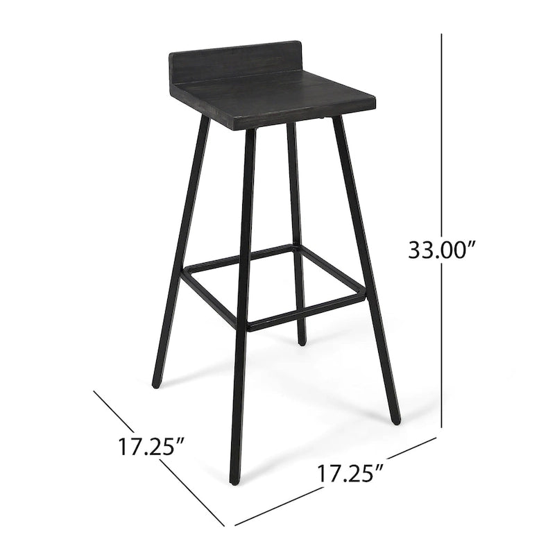 Contemporary Indoor Acacia Wood Bar Stools (Set of 2)