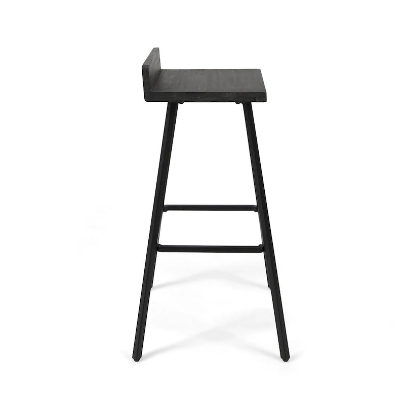 Contemporary Indoor Acacia Wood Bar Stools (Set of 2)