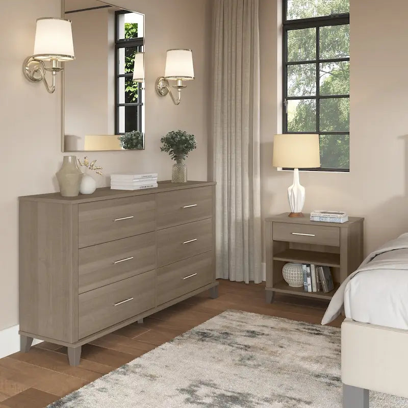 6 Drawer Dresser and Nightstand Set