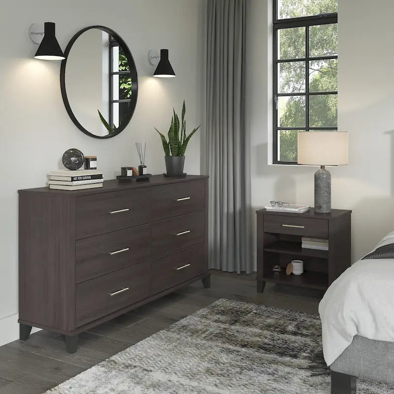 6 Drawer Dresser and Nightstand Set