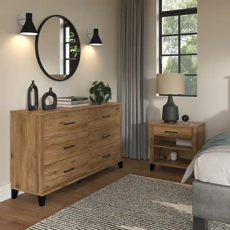 6 Drawer Dresser and Nightstand Set
