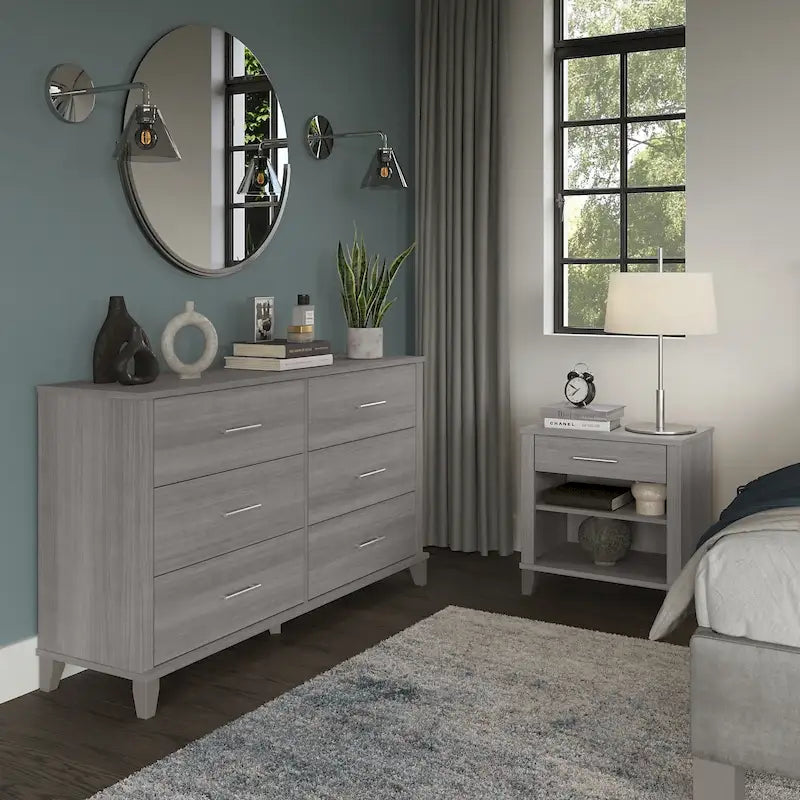 6 Drawer Dresser and Nightstand Set