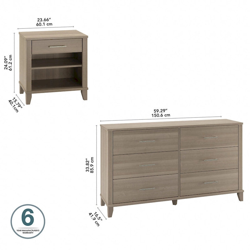6 Drawer Dresser and Nightstand Set