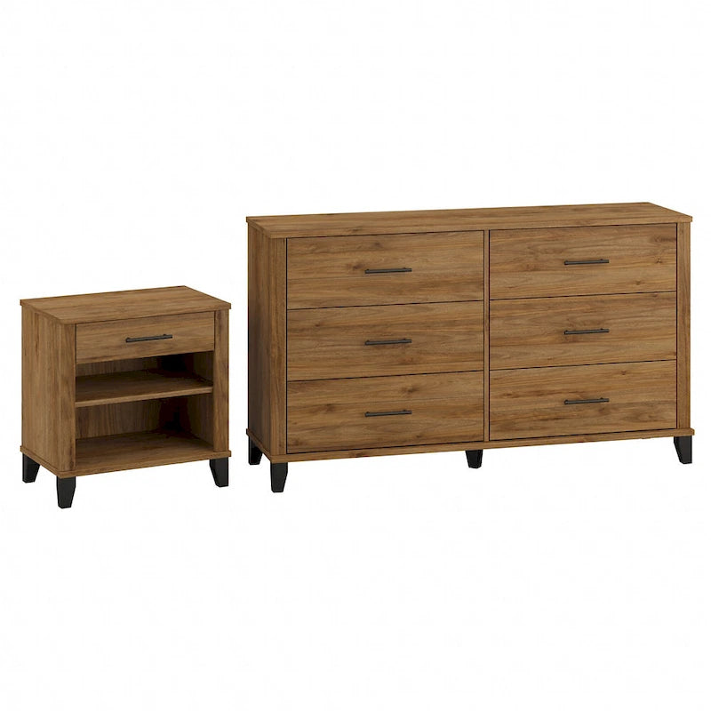 6 Drawer Dresser and Nightstand Set