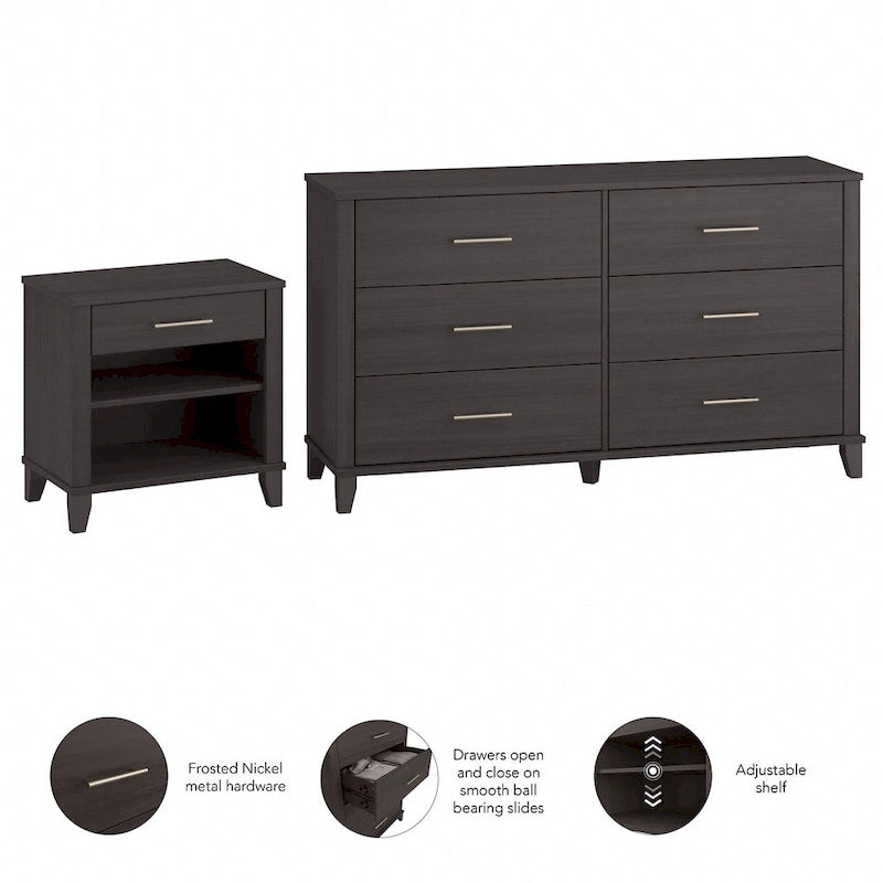 6 Drawer Dresser and Nightstand Set