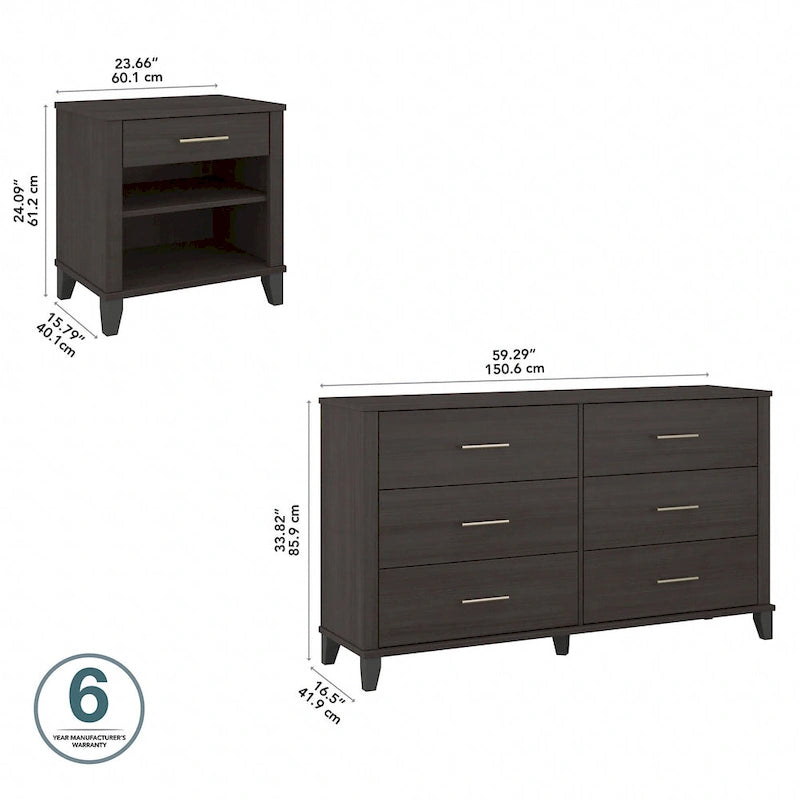 6 Drawer Dresser and Nightstand Set