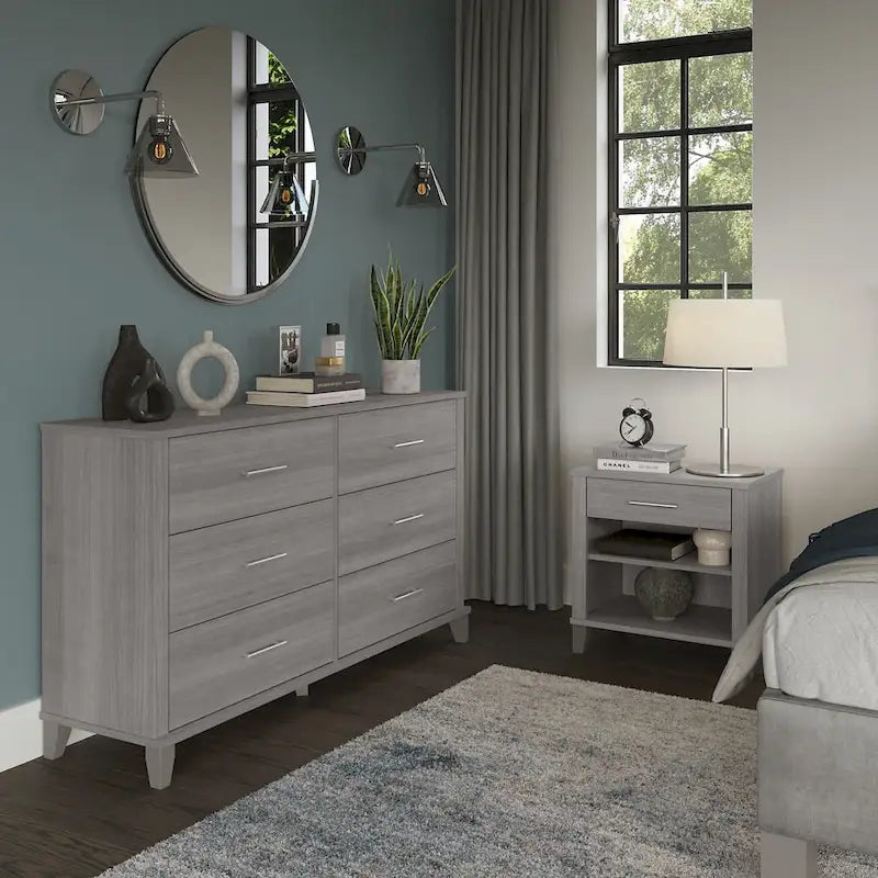 6 Drawer Dresser and Nightstand Set