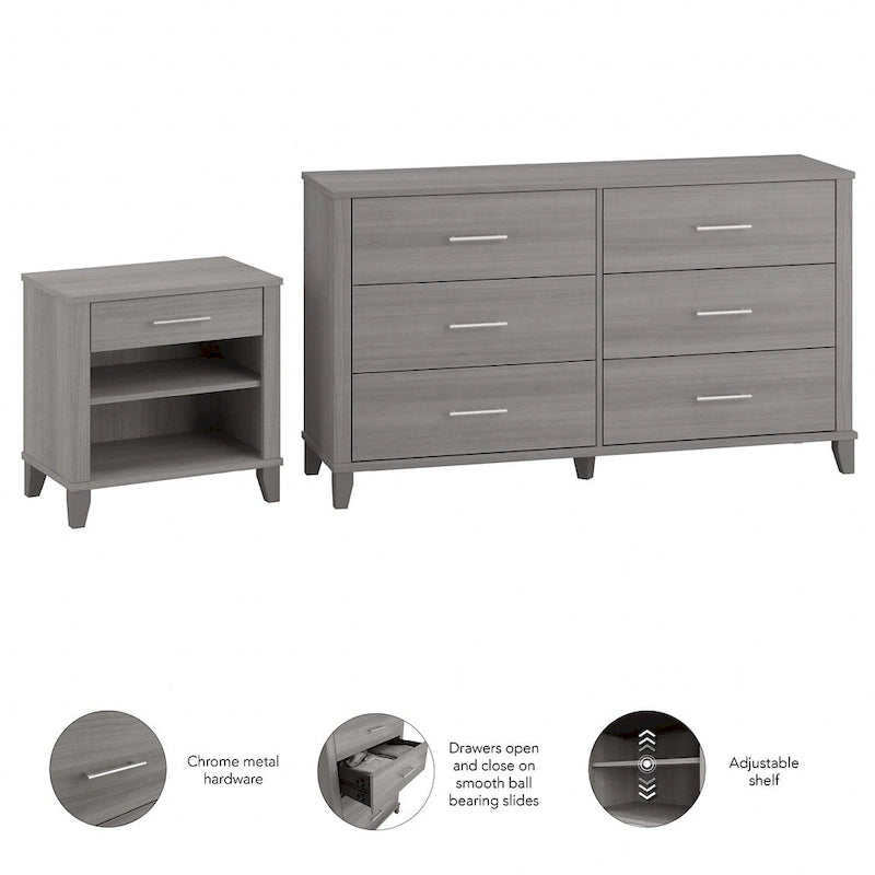 6 Drawer Dresser and Nightstand Set