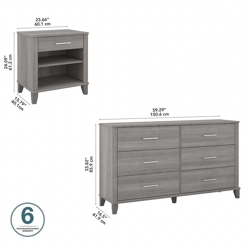 6 Drawer Dresser and Nightstand Set