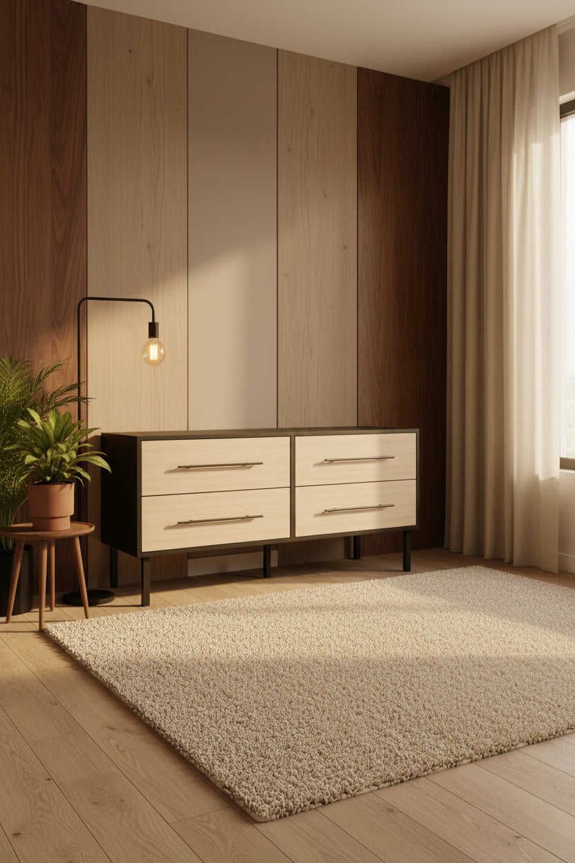 Transitional 4-Drawers Wooden Dresser