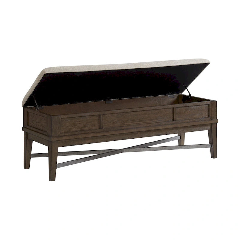 Bedroom Storage Bench with Cushion, Weathered Vintage Oak