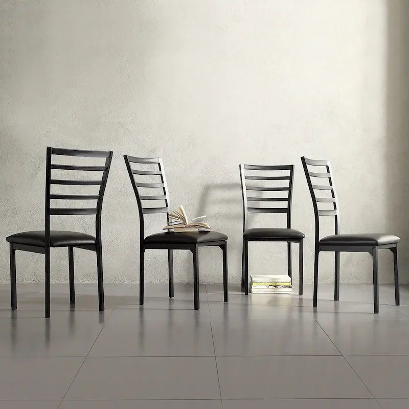 Espresso Contoured Metal Dining Chairs (Set of 4)